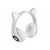 Słuchawki bezprzewodowe bluetooth radio fm mp3 kocie uszy podświetlenie led niebieskie